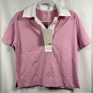 Everlane Women's The Retro Jersey Organic Cotton Polo Mauve/Bone XS